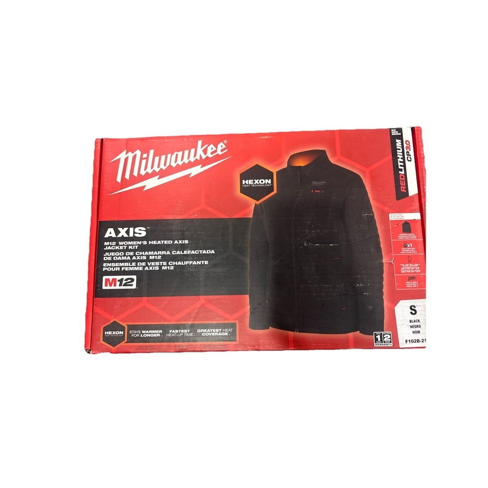 Women's Small M12 12-Volt Lithium-Ion Cordless AXIS Black Heated Quilted Jacket